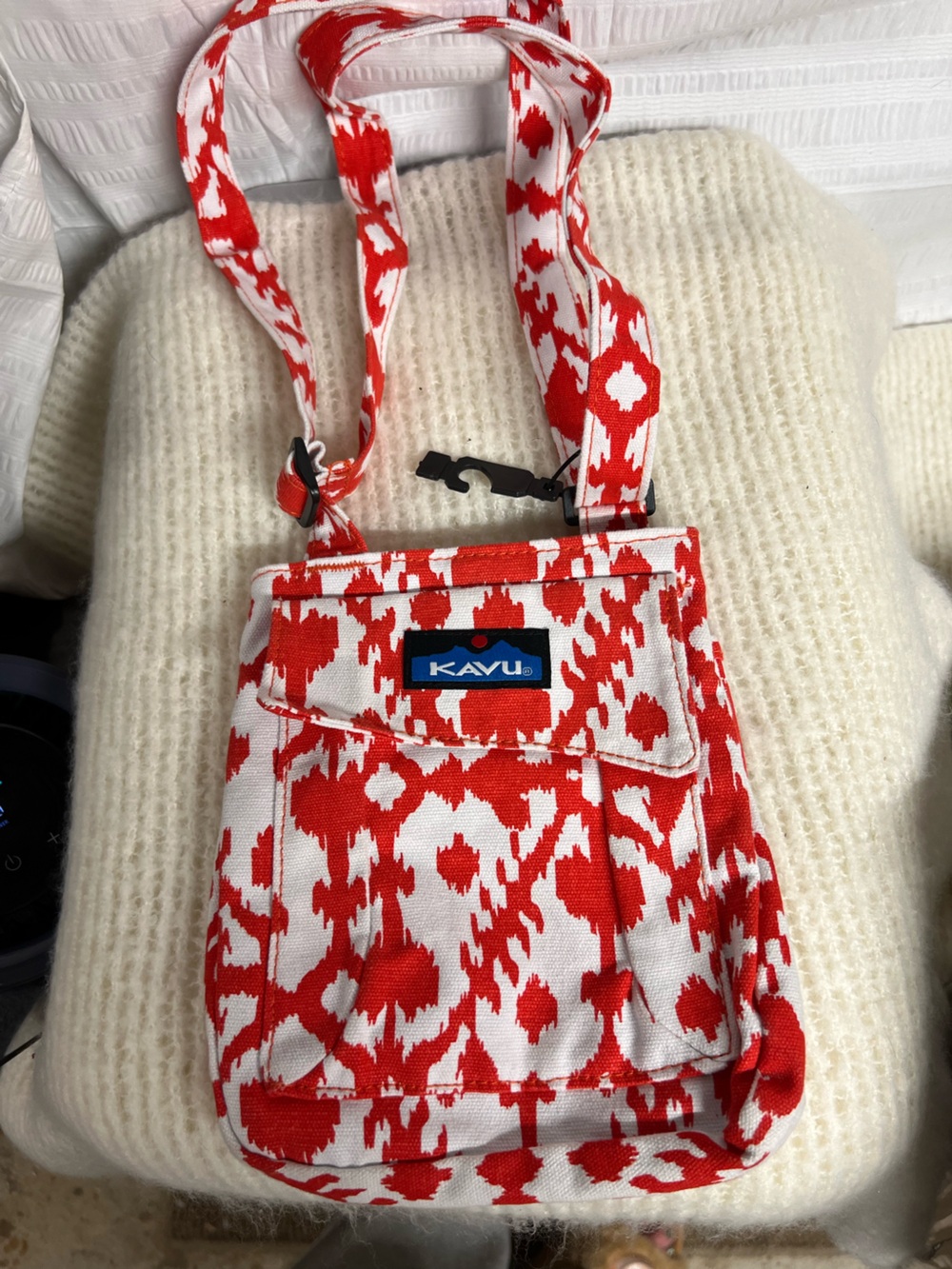 Kavu Red and White Patterned Crossbody Bag
